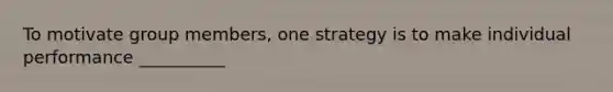 To motivate group members, one strategy is to make individual performance __________