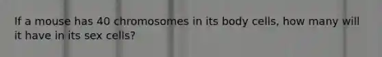 If a mouse has 40 chromosomes in its body cells, how many will it have in its sex cells?