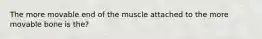 The more movable end of the muscle attached to the more movable bone is the?