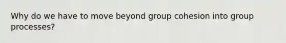 Why do we have to move beyond group cohesion into group processes?