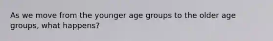 As we move from the younger age groups to the older age groups, what happens?