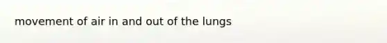 movement of air in and out of the lungs