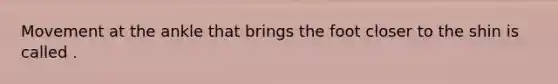 Movement at the ankle that brings the foot closer to the shin is called .