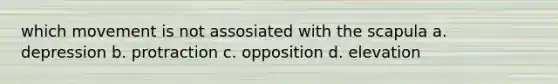 which movement is not assosiated with the scapula a. depression b. protraction c. opposition d. elevation