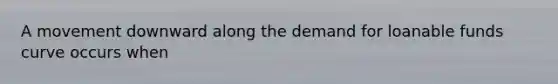 A movement downward along the demand for loanable funds curve occurs when