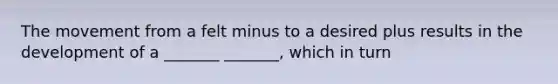 The movement from a felt minus to a desired plus results in the development of a _______ _______, which in turn