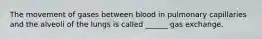 The movement of gases between blood in pulmonary capillaries and the alveoli of the lungs is called ______ gas exchange.