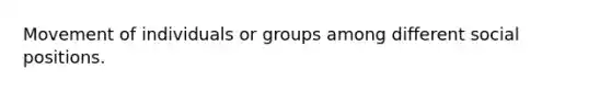 Movement of individuals or groups among different social positions.