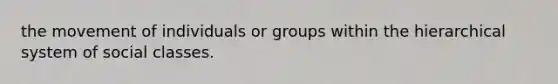 the movement of individuals or groups within the hierarchical system of social classes.