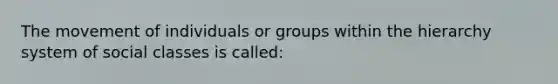 The movement of individuals or groups within the hierarchy system of social classes is called: