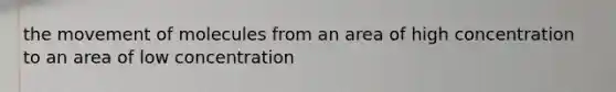 the movement of molecules from an area of high concentration to an area of low concentration