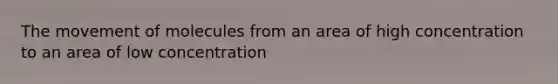 The movement of molecules from an area of high concentration to an area of low concentration