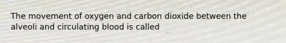 The movement of oxygen and carbon dioxide between the alveoli and circulating blood is called