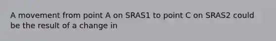 A movement from point A on SRAS1 to point C on SRAS2 could be the result of a change in