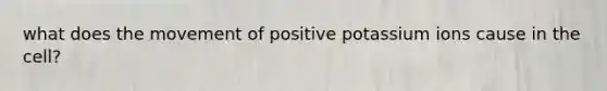 what does the movement of positive potassium ions cause in the cell?