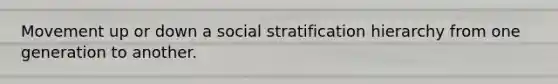 Movement up or down a social stratification hierarchy from one generation to another.
