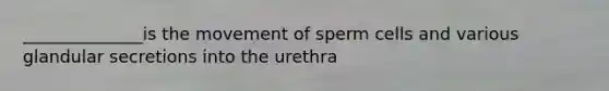 ______________is the movement of sperm cells and various glandular secretions into the urethra