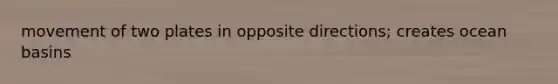 movement of two plates in opposite directions; creates ocean basins