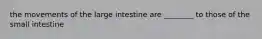 the movements of the large intestine are ________ to those of the small intestine