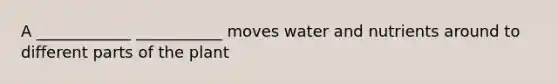 A ____________ ___________ moves water and nutrients around to different parts of the plant