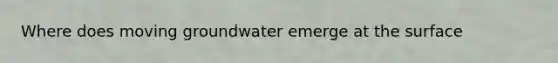 Where does moving groundwater emerge at the surface