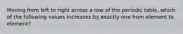 Moving from left to right across a row of the periodic table, which of the following values increases by exactly one from element to element?