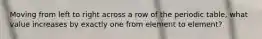 Moving from left to right across a row of the periodic table, what value increases by exactly one from element to element?