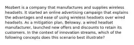 Mozbert is a company that manufactures and supplies wireless headsets. It started an online advertising campaign that explains the advantages and ease of using wireless headsets over wired headsets. As a mitigation plan, Beloway, a wired headset manufacturer, launched new offers and discounts to retain its customers. In the context of innovation streams, which of the following concepts does this scenario best illustrate?