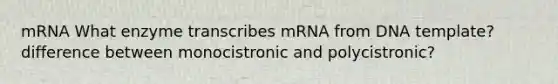 mRNA What enzyme transcribes mRNA from DNA template? difference between monocistronic and polycistronic?