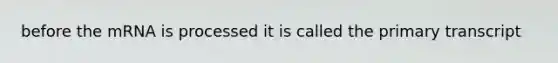 before the mRNA is processed it is called the primary transcript