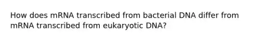 How does mRNA transcribed from bacterial DNA differ from mRNA transcribed from eukaryotic DNA?