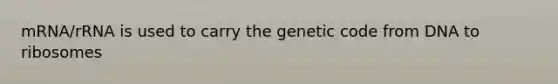 mRNA/rRNA is used to carry the genetic code from DNA to ribosomes