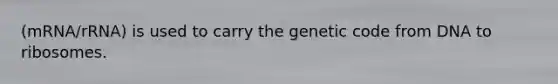 (mRNA/rRNA) is used to carry the genetic code from DNA to ribosomes.