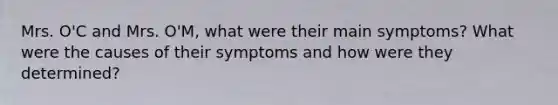 Mrs. O'C and Mrs. O'M, what were their main symptoms? What were the causes of their symptoms and how were they determined?