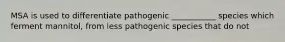 MSA is used to differentiate pathogenic ___________ species which ferment mannitol, from less pathogenic species that do not