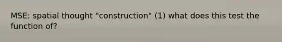 MSE: spatial thought "construction" (1) what does this test the function of?