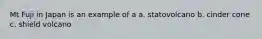 Mt Fuji in Japan is an example of a a. statovolcano b. cinder cone c. shield volcano