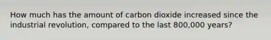 How much has the amount of carbon dioxide increased since the industrial revolution, compared to the last 800,000 years?