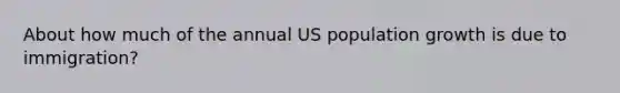 About how much of the annual US population growth is due to immigration?