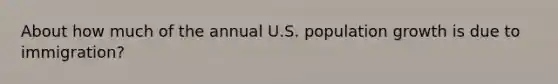 About how much of the annual U.S. population growth is due to immigration?