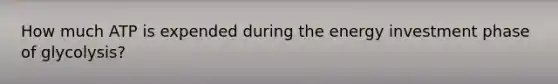 How much ATP is expended during the energy investment phase of glycolysis?