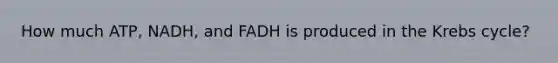 How much ATP, NADH, and FADH is produced in the Krebs cycle?