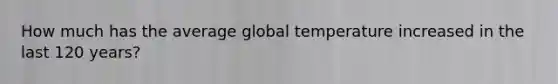 How much has the average global temperature increased in the last 120 years?