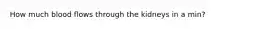 How much blood flows through the kidneys in a min?