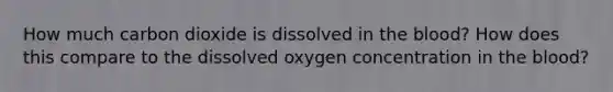 How much carbon dioxide is dissolved in the blood? How does this compare to the dissolved oxygen concentration in the blood?