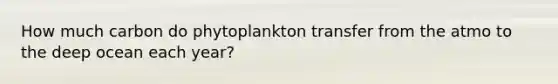 How much carbon do phytoplankton transfer from the atmo to the deep ocean each year?