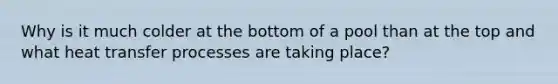 Why is it much colder at the bottom of a pool than at the top and what heat transfer processes are taking place?