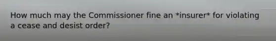 How much may the Commissioner fine an *insurer* for violating a cease and desist order?