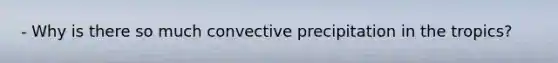 - Why is there so much convective precipitation in the tropics?