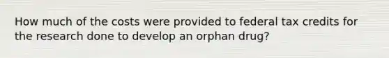 How much of the costs were provided to federal tax credits for the research done to develop an orphan drug?